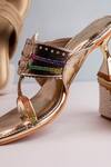 Tic Tac Toe Footwear_Gold Metallic Kolhapuri Spool Heels _Online_at_Aza_Fashions