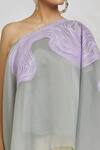 Amit Aggarwal Grey Organza Asymmetric Stripe Pattern Kaftan Top at Aza Fashions Amit Aggarwal_Grey Organza Asymmetric Stripe Pattern Kaftan Top_at_Aza_Fashions