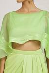 Buy_Amit Aggarwal_Green Organza Striper Boat Wave Pattern Top And Draped Skirt Set _Online_at_Aza_Fashions