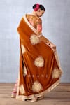 Buy_Torani_Yellow Silk Velvet And Embroidery Digital Aftaabi Darshini Blouse _Online_at_Aza_Fashions