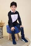 Shop Little Boys Closet Black Cotton Color-block Shirt at Aza Fashions Shop_Little Boys Closet_Black Cotton Color-block Shirt_at_Aza_Fashions