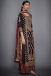 RI.Ritu Kumar_Black Silk Chanderi Kurta Gharara Set_Online_at_Aza_Fashions