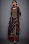 Shop_RI.Ritu Kumar_Black Silk Chanderi Kurta Gharara Set_Online_at_Aza_Fashions