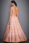 Shop_RI.Ritu Kumar_Pink Silk Chanderi Round Neck Bridal Lehenga Set _at_Aza_Fashions