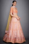 RI.Ritu Kumar_Pink Silk Chanderi Round Neck Bridal Lehenga Set _Online_at_Aza_Fashions