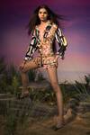 Buy_Anamika Khanna_Multi Color Pure Silk Floral Print Shirt Dress_at_Aza_Fashions