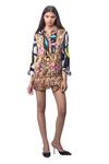 Buy_Anamika Khanna_Multi Color Pure Silk Floral Print Shirt Dress_Online_at_Aza_Fashions