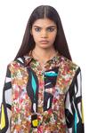 Shop_Anamika Khanna_Multi Color Pure Silk Floral Print Shirt Dress_Online_at_Aza_Fashions