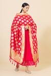 Nazaakat By Samara Singh_Red Banarasi Silk Dupatta_Online_at_Aza_Fashions