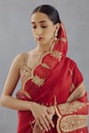 Shop_Torani_Red Silk Organza Embroidered Dori Sindoori Geetika Saree  _Online_at_Aza_Fashions