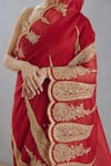 Torani_Red Silk Organza Embroidered Dori Sindoori Geetika Saree  _at_Aza_Fashions