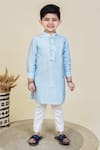 Buy_LITTLE BOYS CLOSET_Blue Cotton Embellished Kurta Set _at_Aza_Fashions