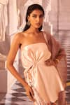 Gauri Dhawan_Pink Diamond Satin Straight Florentina Asymmetrical Flower Tunic _Online_at_Aza_Fashions