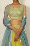 Surbhi Gupta_Green Georgette V Neck Printed Lehenga Set _at_Aza_Fashions