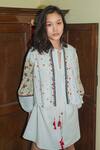 Buy_Nikasha_White Cotton Band Collar Embroidered Jacket _at_Aza_Fashions