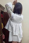 Shop_Nikasha_White Cotton Band Collar Embroidered Jacket _at_Aza_Fashions