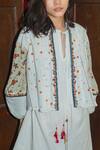 Buy_Nikasha_White Cotton Band Collar Embroidered Jacket _Online_at_Aza_Fashions
