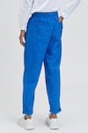 Shop_Terra Luna_Blue 100% Organic Handloom Oxford Cotton Printed Moon Bloom Idle Pant _at_Aza_Fashions