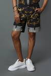 Shop_House Of Three_Black Cotton Poplin Jewel Dravida Print Shorts _at_Aza_Fashions