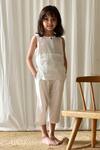 Kharakapas_White 100% Cotton Milky Way Pant Set_at_Aza_Fashions