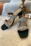 Buy_Modanta Footwear_Green Embroidery Diamond Block Heels _at_Aza_Fashions