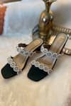 Buy_Modanta Footwear_Green Embroidery Diamond Block Heels _Online_at_Aza_Fashions