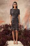 Buy_Pleats by Aruni_Grey Crushed Textured Dress_at_Aza_Fashions