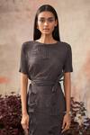 Buy_Pleats by Aruni_Grey Crushed Textured Dress_Online_at_Aza_Fashions