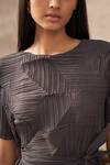 Shop_Pleats by Aruni_Grey Crushed Textured Dress_Online_at_Aza_Fashions