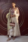 Buy_Tarun Tahiliani_White Kurta-cotton Embroidered Mirror Cotton Patchwork Kalidar Kurta Set _at_Aza_Fashions