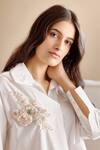 Buy_Bunka_White Cotton Applique Embroidered 3d Flower Nisha Floral Work Shirt _Online_at_Aza_Fashions