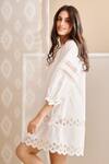 Buy_Bunka_White Cotton Embellished Crochet Lace Work And 3d Organza Nysa Tunic _Online_at_Aza_Fashions