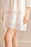 Shop_Bunka_White Cotton Embellished Crochet Lace Work And 3d Organza Nysa Tunic 