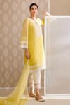 Shop_Bunka_Yellow Silk Organza Embellished Crochet Lace Salma Straight Set _Online_at_Aza_Fashions