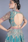 Buy_Abhishek Gupta_Green Katan Silk Lining Shantoon Embroidery V Neck Blouse And Lehenga Set _Online_at_Aza_Fashions