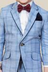 Buy_LITTLE BOYS CLOSET_Blue Suiting Checkered Tuxedo With Bow_Online_at_Aza_Fashions