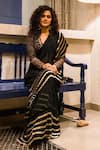 Buy_Vvani by Vani Vats_Black Georgette Embroidered Saree With Blouse_at_Aza_Fashions