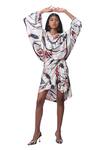 Anamika Khanna_Multi Color Pure Silk Abstract Print Top And Draped Skirt Set_Online_at_Aza_Fashions