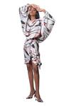 Buy_Anamika Khanna_Multi Color Pure Silk Abstract Print Top And Draped Skirt Set_Online_at_Aza_Fashions