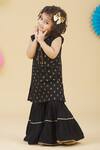 Buy_Banana Bee_Black Printed Kurta And Sharara Set For Girls_at_Aza_Fashions