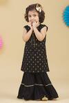 Shop_Banana Bee_Black Printed Kurta And Sharara Set For Girls_Online_at_Aza_Fashions