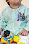 Shop_Little Boys Closet by Gunjan Khanijou_Green Cotton Silk Embroidered Kurta Set_at_Aza_Fashions