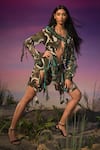Buy_Anamika Khanna_Green Chiffon Abstract Print Dress_Online_at_Aza_Fashions