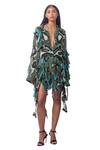 Shop_Anamika Khanna_Green Chiffon Abstract Print Dress_Online_at_Aza_Fashions