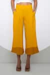 Buy_Pocketful Of Cherrie_Yellow Crepe Plain Pleated Cropped Culottes  _Online_at_Aza_Fashions