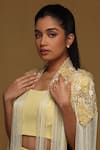 SHRIYA SOM_Yellow Crepe Plain Square Neck Bandeau Crop Top _Online_at_Aza_Fashions