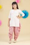 Buy_Banana Bee_White Cotton Kurta And Dhoti Pant Set For Girls_at_Aza_Fashions