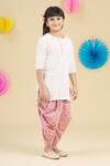 Banana Bee_White Cotton Kurta And Dhoti Pant Set For Girls_Online_at_Aza_Fashions