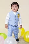 Buy_LITTLE BOYS CLOSET_Blue Waistcoat Suiting Pant And Shirt Cotton Lining Satin & Set _at_Aza_Fashions