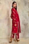 Buy_Sue Mue_Maroon Raw Silk Round Embroidered Kurta Set_Online_at_Aza_Fashions